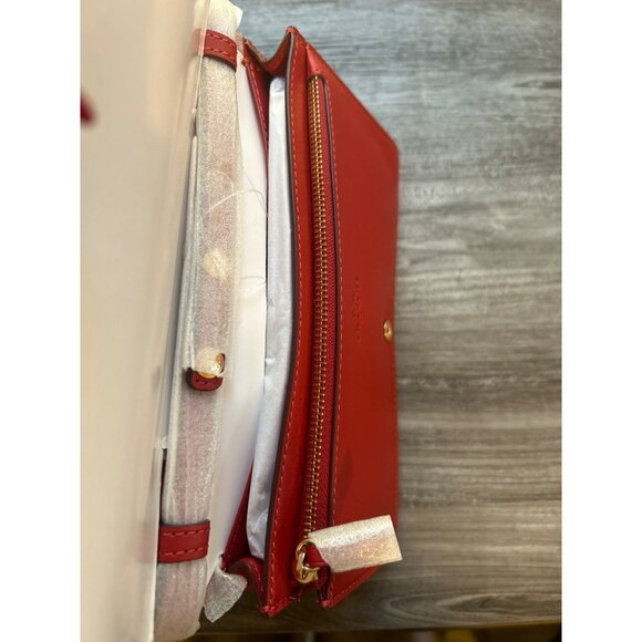 NWT Anna Foldover Clutch Crossbody Signature Canvas Leather Walnut Brown - Picture 8 of 11